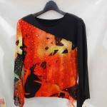 ダンス服トップスオレ黒10-11