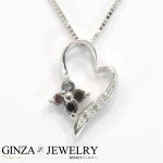 K10WG ホワイトゴールド ダイヤモンド 0.15ct ハート デザイン ネックレス