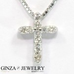 K14WG ホワイトゴールド ダイヤモンド 0.15ct 十字 クロス デザイン ネックレス