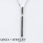 K18WG ホワイトゴールド ダイヤモンド 0.02ct 一粒石 スティック デザイン ネックレス
