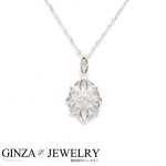 K18WG ホワイトゴールド ダイヤモンド 0.03ct 花 フラワー デザイン ネックレス