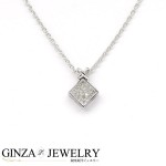 K18WG ホワイトゴールド ダイヤモンド 0.30ct スクウェア デザイン ネックレス