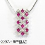 K18WG ホワイトゴールド 赤石 0.85ct ダイヤモンド 0.36ct ネックレス