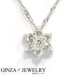 K18WG×Pt900 コンビ ホワイトゴールド プラチナ ダイヤモンド 0.15ct 花 フラワー デザイン ネックレス