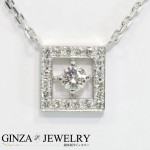 K18WGホワイトゴールド ダイヤモンド0.382ct メレダイヤモンド0.34ct デザインネックレス