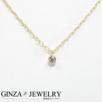 K18YG イエローゴールド ダイヤモンド 0.03ct 一粒石 シンプル デザイン ネックレス