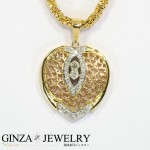 K18YG×Pt900 コンビ ダイヤモンド 0.45ct ハート デザイン ネックレス