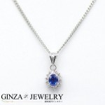 Pt850 Pt900 プラチナ サファイア 0.45ct ダイヤモンド 0.12ct 花 フラワー デザイン ネックレス