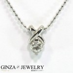 Pt850 Pt900 プラチナ ダイヤモンド 0.20ct 一粒石 デザイン ネックレス