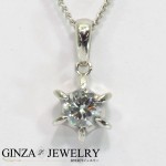 Pt850 Pt900 プラチナ ダイヤモンド 0.308ct 一粒石 フラワー デザイン ネックレス 鑑定書付 SI3