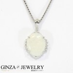 Pt850 Pt900 プラチナ ホワイトオパール ダイヤモンド 0.16ct フラワー ネックレス