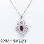 Pt850 Pt900 プラチナ ルビー  ダイヤモンド 0.05ct スウィング デザイン ネックレス