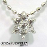 Pt850 プラチナ ダイヤモンド 0.10ct 一粒石 花 フラワー デザイン ネックレス