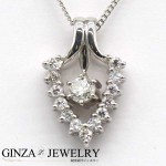 Pt850 プラチナ ダイヤモンド 0.24ct 0.19ct 一粒石 デザイン ネックレス