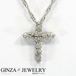 Pt850 プラチナ ダイヤモンド 0.50ct クロス 十字 デザイン ネックレス