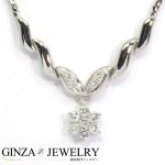 pt850 プラチナ フラワー ダイヤモンド 0.28ct デザインネックレス