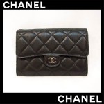 シャネル マトラッセ 二つ折り 財布 黒 ココ レディース レザー