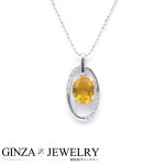 ラソマ K18WG×Pt850 シトリン 1.88ct ダイヤモンド 0.15ct デザイン ネックレス